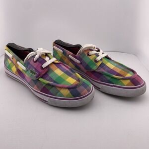 Lacoste Checkered Slip On Sneakers Shoes Plaid US Size 8‎ MSRP $150